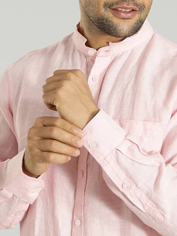 Indian Terrain Men Solid Pink Shirt